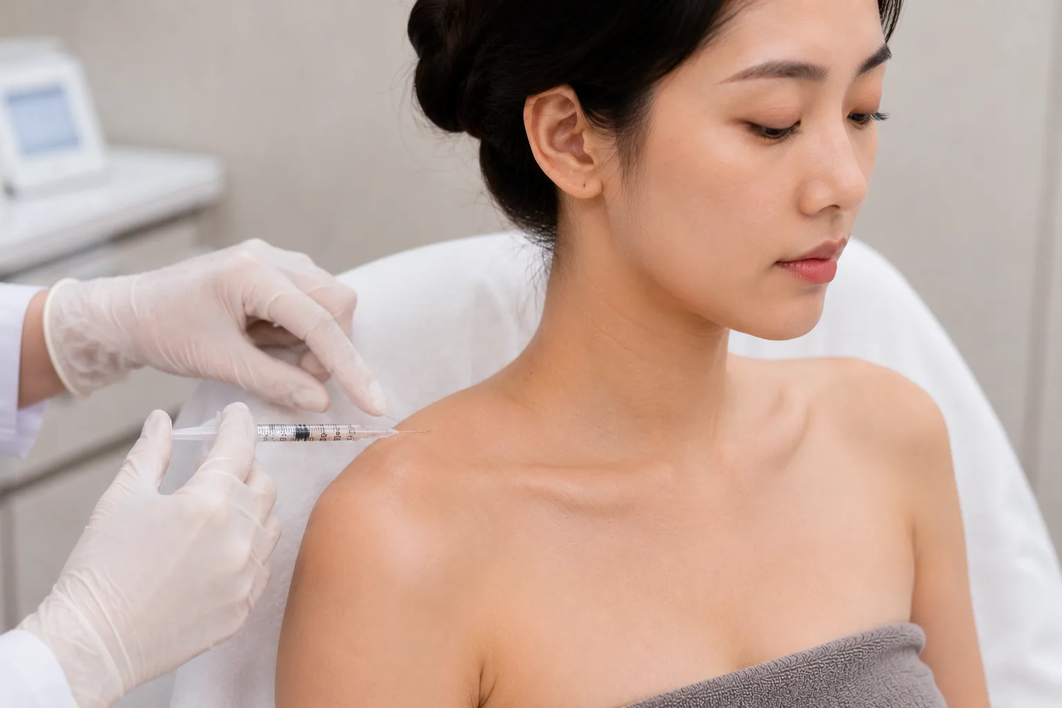 Doctor giving a TrapTox shoulder injection at Verve Clinic, Petaling Jaya