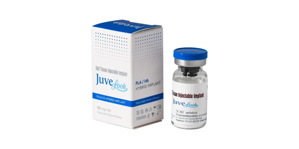 Juvelook 50 mg PLA/HA hybrid collagen skin booster box and vial