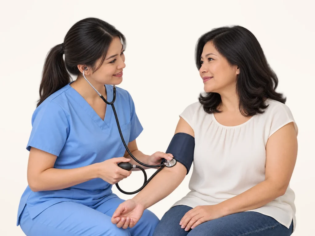 Blood pressure check during a health screening at Verve Clinic, Petaling Jaya