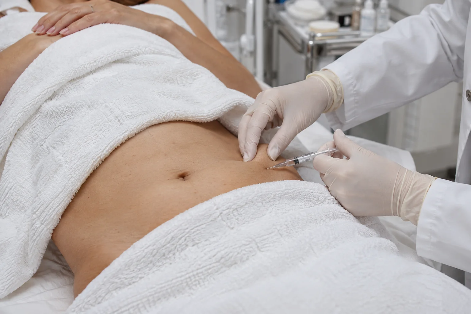 PB Serum injection for stubborn abdominal fat performed by a medical doctor